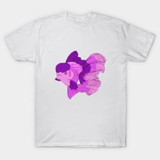 Cute Purple and Pink Oranda Goldfish T-Shirt